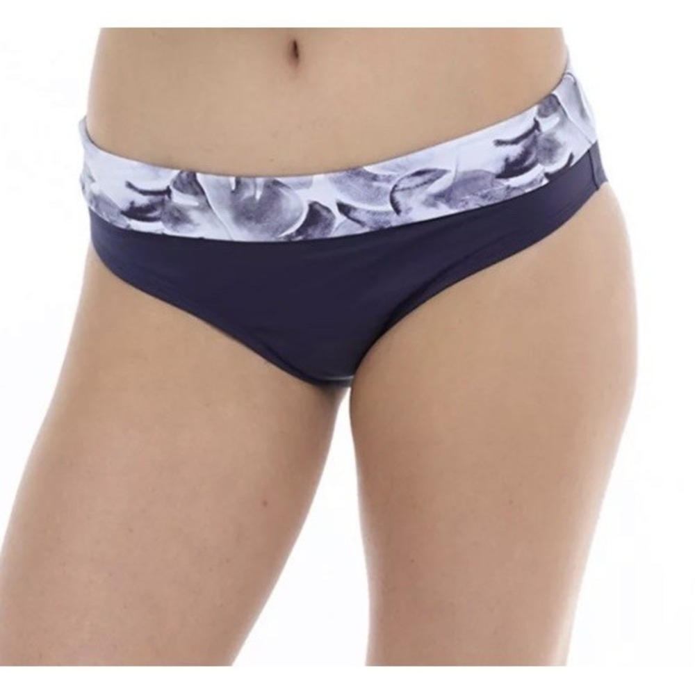 SKYE High Sea Mid Waist Foldover Bikini Bottom Women's US Size XL Navy NWT Swim